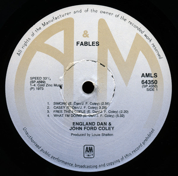 England Dan & John Ford Coley : Fables (LP, Album)