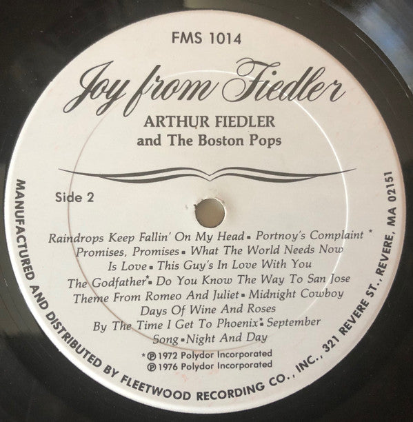 Arthur Fiedler And The Boston Pops Orchestra : Joy To The World / Joy From Fielder (LP, Comp)