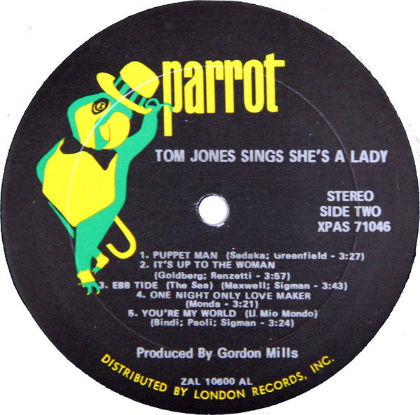 Tom Jones : Tom Jones Sings She's A Lady (LP, Album, AL )
