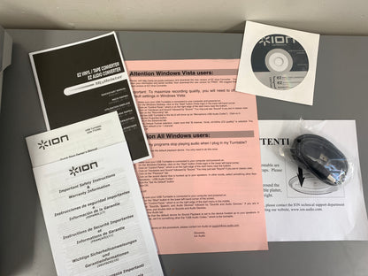Ion USB iTTUSB Vinyl Converter Turntable * Manuals