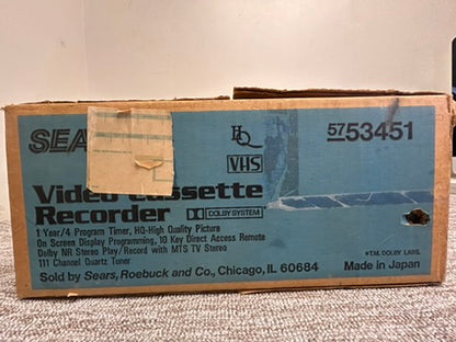 Sears 934.53451750 VHS Video Cassette Recorder * Remote * Box * New Belts * Fully Serviced