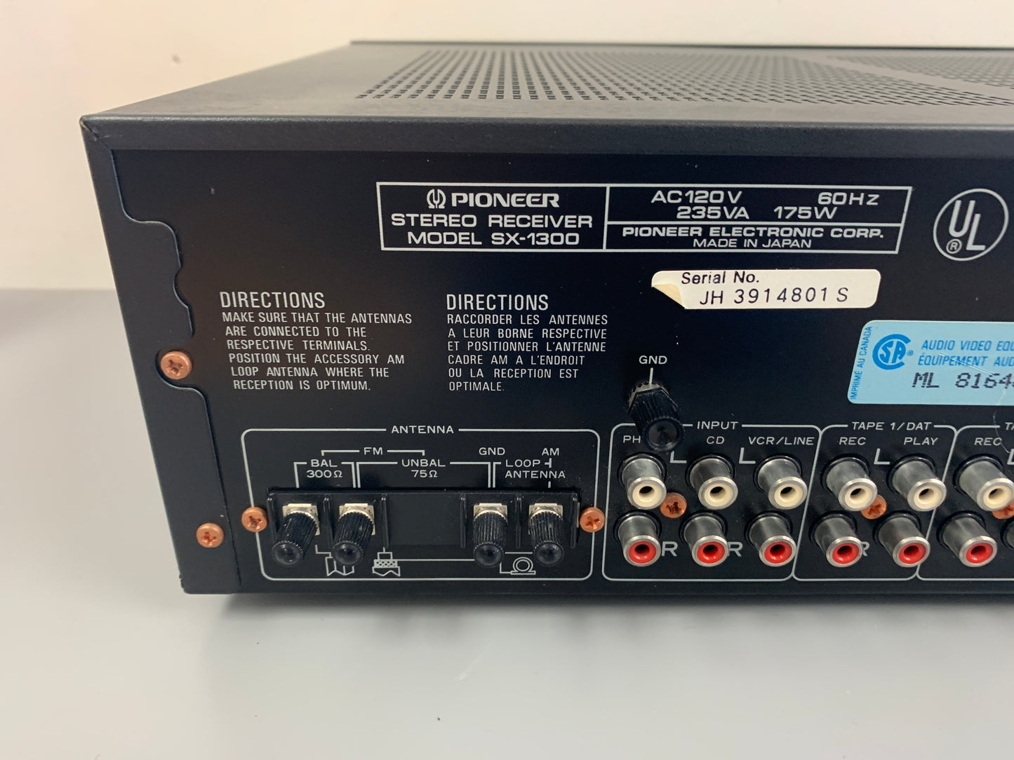 Pioneer SX-1300 Stereo Seceiver  * 1988 * 40W
