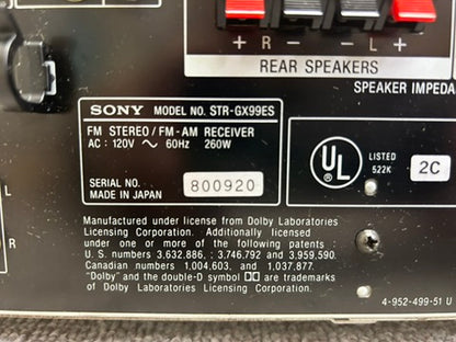 Sony STR-GX99ES bStereo Receiver * 120W RMS * Fully Serviced