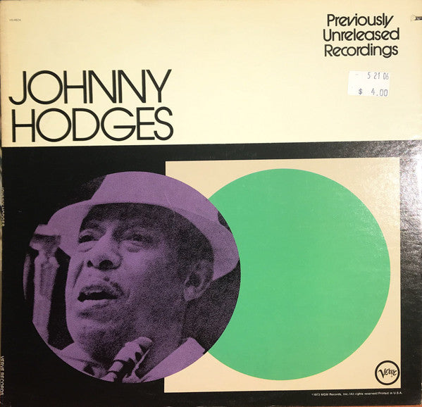 Johnny Hodges : Previously Unreleased Recordings (LP, Album)