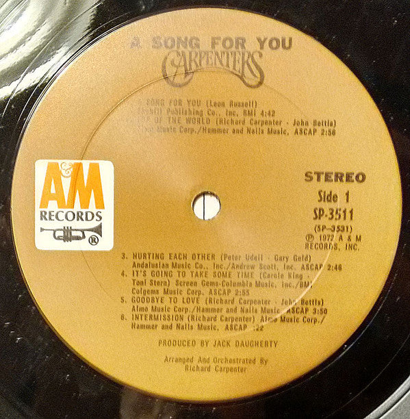 Carpenters : A Song For You (LP, Album, Pit)