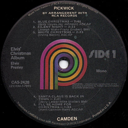 Elvis Presley : Elvis' Christmas Album (LP, Mono, RE)