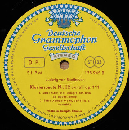 Ludwig Van Beethoven, Wilhelm Kempff : Klaviersonate Nr. 31 As-dur Op. 110, Klaviersonate Nr. 32 C-moll Op. 111 (LP, Album, Red)