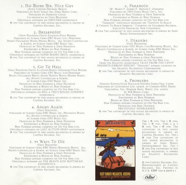 Megadeth : Hidden Treasures (CD, Comp, Club)