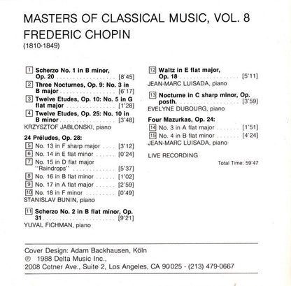 Chopin* : Masters Of Classical Music, Vol.8: Chopin (CD, Comp)