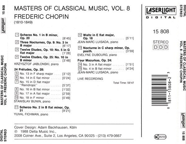 Chopin* : Masters Of Classical Music, Vol.8: Chopin (CD, Comp)