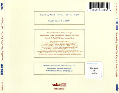 Elton John : Something About The Way You Look Tonight / Candle In The Wind 1997 (CD, Single)