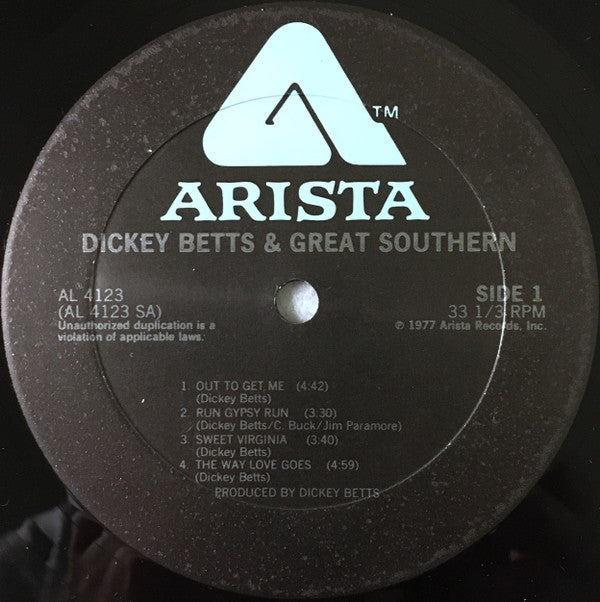 Dickey Betts & Great Southern : Dickey Betts & Great Southern (LP, Album, PRC)