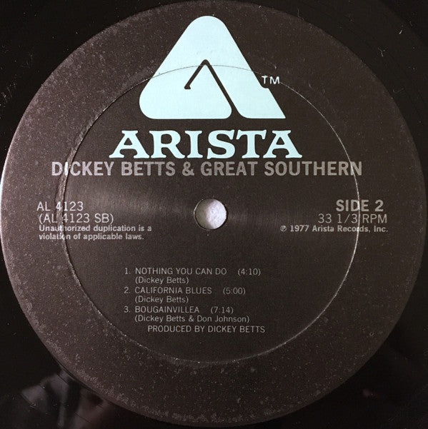 Dickey Betts & Great Southern : Dickey Betts & Great Southern (LP, Album, PRC)