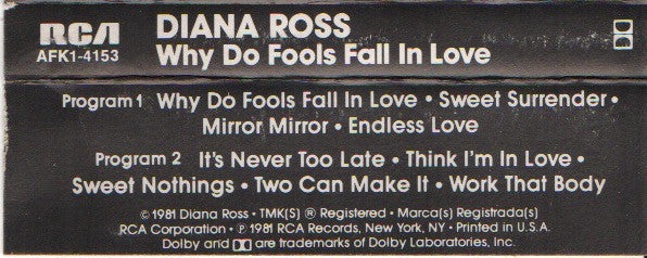 Diana Ross : Why Do Fools Fall In Love (Cass, Album)
