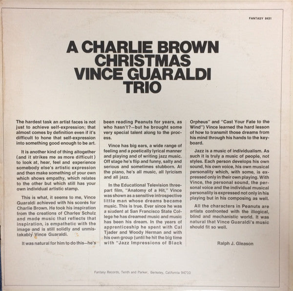 Vince Guaraldi : A Charlie Brown Christmas (LP, Album, RP)