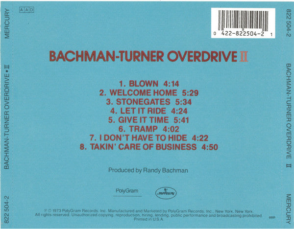 Bachman-Turner Overdrive : Bachman-Turner Overdrive II (CD, Album, RE)