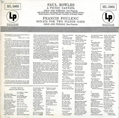 Paul Bowles / Francis Poulenc / Gold* and Fizdale* : A Picnic Cantata / Sonata For Two Pianos (LP)