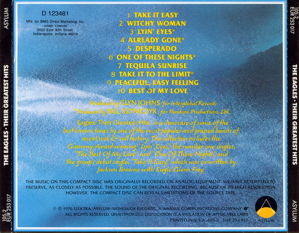 Eagles : Their Greatest Hits (1971-1975) (CD, Album, Comp, Club, RE, Spe)