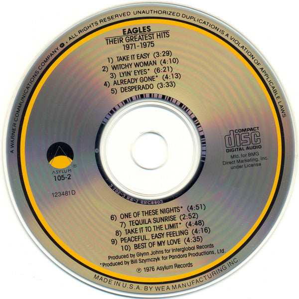 Eagles : Their Greatest Hits (1971-1975) (CD, Album, Comp, Club, RE, Spe)