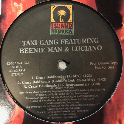 The Taxi Gang feat. Beenie Man, Luciano (2) : Crazy Baldheads (12", Promo)