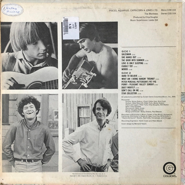 The Monkees : Pisces, Aquarius, Capricorn & Jones, Ltd. (LP, Album, Ind)
