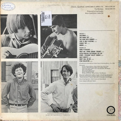 The Monkees : Pisces, Aquarius, Capricorn & Jones, Ltd. (LP, Album, Ind)