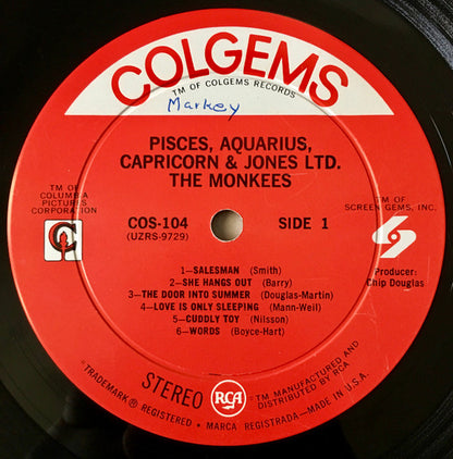 The Monkees : Pisces, Aquarius, Capricorn & Jones, Ltd. (LP, Album, Ind)