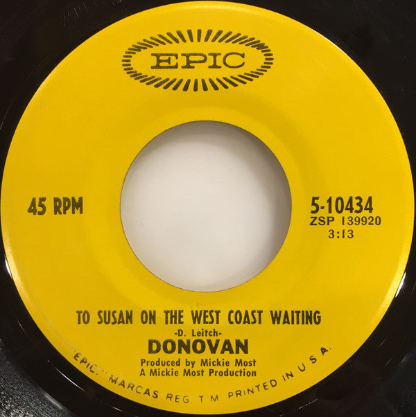 Donovan : To Susan On The West Coast Waiting / Atlantis  (7", Single, San)