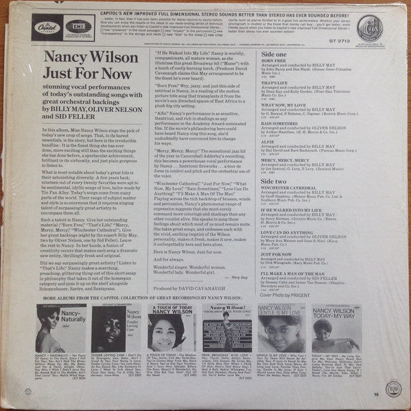 Nancy Wilson : Just For Now (LP, Album)