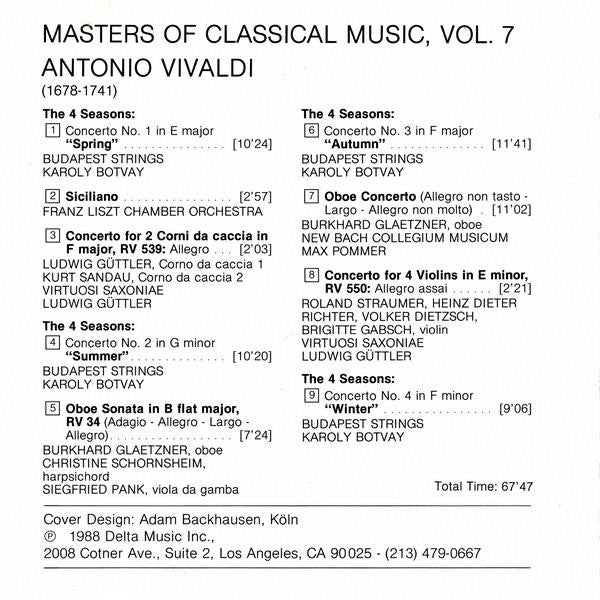 Vivaldi* : Masters Of Classical Music, Vol.7: Vivaldi (CD, Comp)