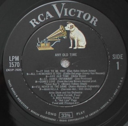 Artie Shaw And His Orchestra : Any Old Time (LP, Comp, Mono, Ind)