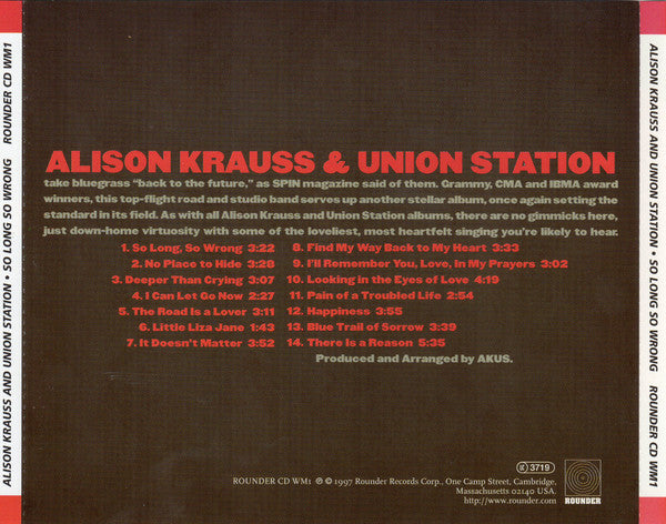 Alison Krauss & Union Station : So Long So Wrong (CD, Album)