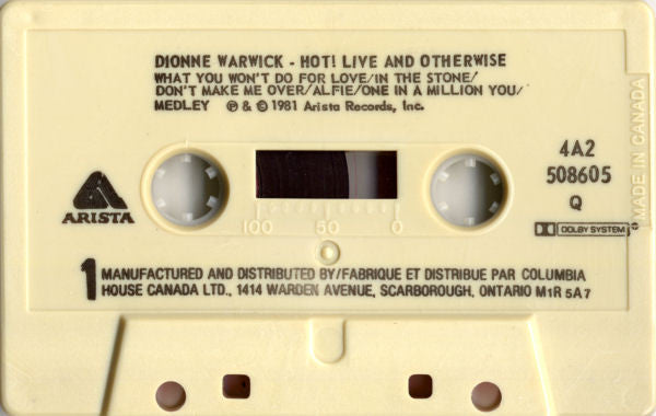 Dionne Warwick : Hot ! Live And Otherwise (Cass, Album, Club, Dol)