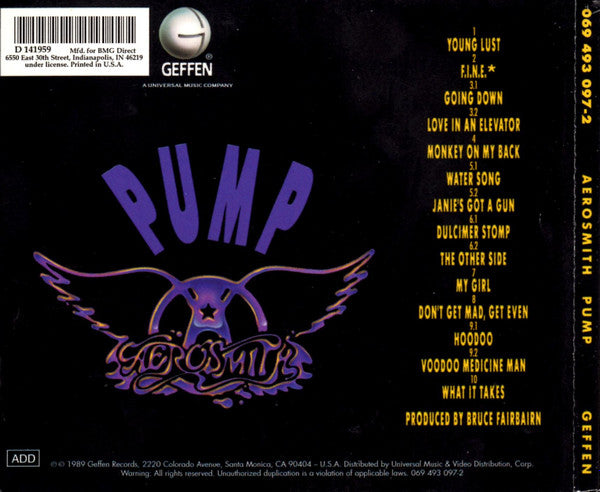 Aerosmith : Pump (CD, Album, Club, RE)