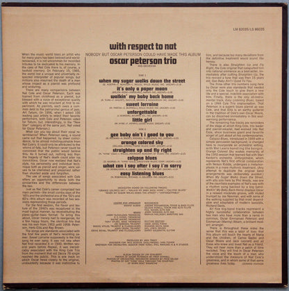 The Oscar Peterson Trio : With Respect To Nat (LP, Album, Ter)