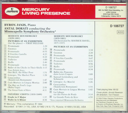 Byron Janis Plays Moussorgsky* : Pictures At An Exhibition (CD, Comp, Club)
