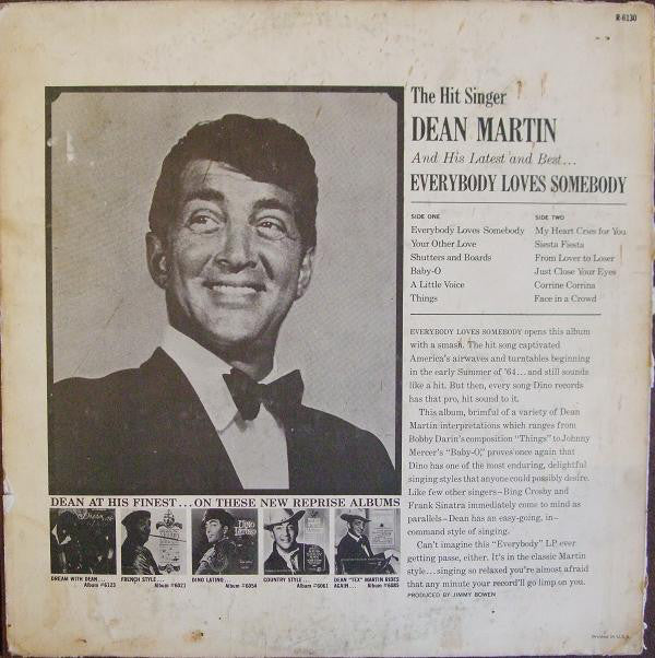 Dean Martin : Everybody Loves Somebody - The Hit Version (LP, Album, Mono)