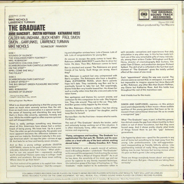 Simon & Garfunkel, Dave Grusin : The Graduate (Original Sound Track Recording) (LP, Album)