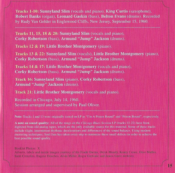 Sunnyland Slim : Slim's Shout Plus Chicago Blues Session (CD, Comp, Mono, RM)