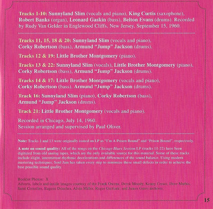 Sunnyland Slim : Slim's Shout Plus Chicago Blues Session (CD, Comp, Mono, RM)