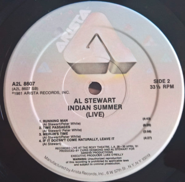 Al Stewart : Live Indian Summer (2xLP, Album, Gat)