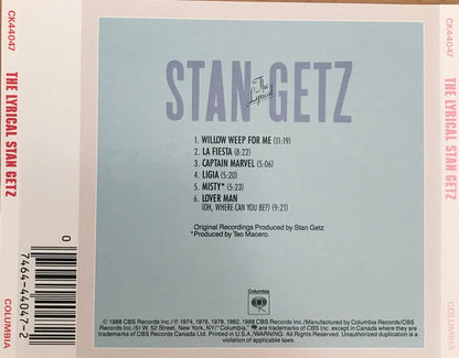 Stan Getz : The Lyrical Stan Getz (CD, Comp, RM)