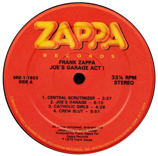 Buy Zappa* : Joe's Garage Act I (LP, Album, RP, Gat) Online for a