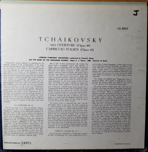 Tchaikovsky*, Kenneth Alwyn Conducting The London Symphony Orchestra And The Band Of The Grenadier Guards : 1812 Overture Op. 49 / Capriccio Italien, Op. 45 (Reel, 4tr Stereo, 7" Reel, Album, Lar)