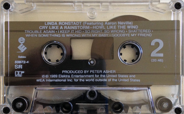 Linda Ronstadt Featuring Aaron Neville : Cry Like A Rainstorm - Howl Like The Wind (Cass, Album, SR)
