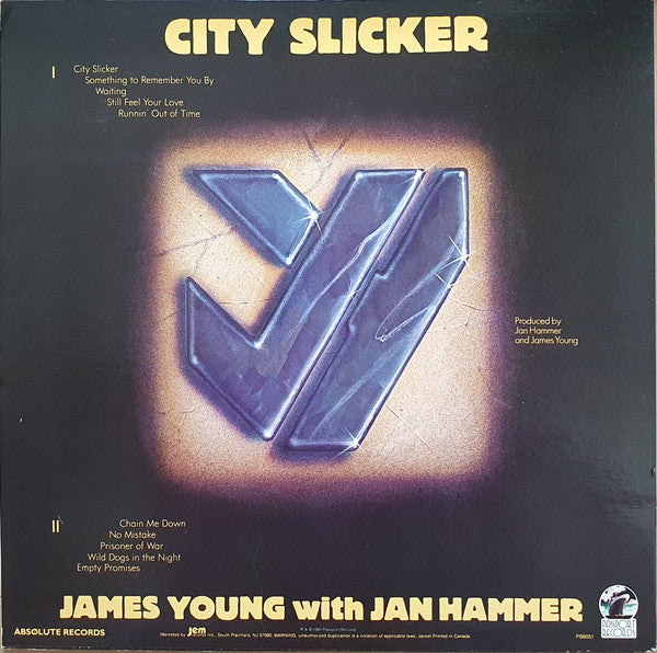 James Young (3) With Jan Hammer : City Slicker (LP, Album)