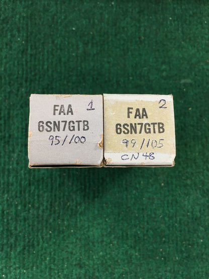 FAA (GE) * 6SN7GTB Tube * Pair * Tested 95/100 99/105