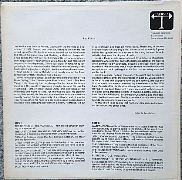 Leo Kottke : 6- And 12-String Guitar (LP, Album, RE, RP, Sma)