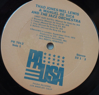 Thad Jones / Mel Lewis* & Manuel De Sica And The Jazz Orchestra : Thad Jones / Mel Lewis & Manuel De Sica And The Jazz Orchestra (LP, Album, Gat)