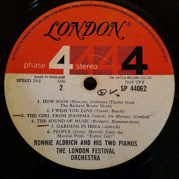 Ronnie Aldrich And His Two Pianos With The  London Festival Orchestra : The Magic Moods Of Ronnie Aldrich (LP, Album)